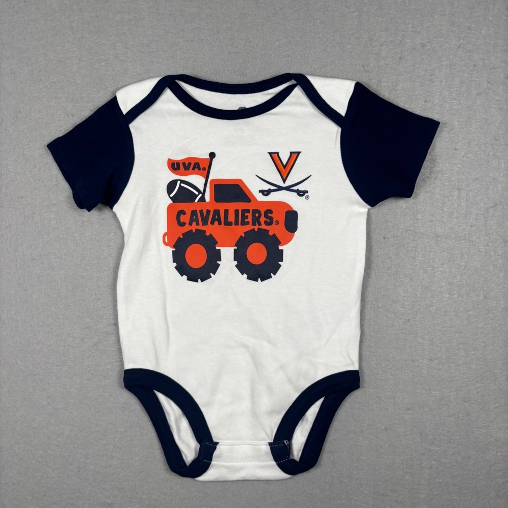 UVA Virginia Cavaliers Infant Bodysuit 6/9M Monster Truck Baby Boy Football Top